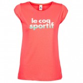 Le Coq Sportif Apres-Sport Logo Daruta Tee Ss W Corail - T-Shirts Manches Courtes Femme Site Officiel France